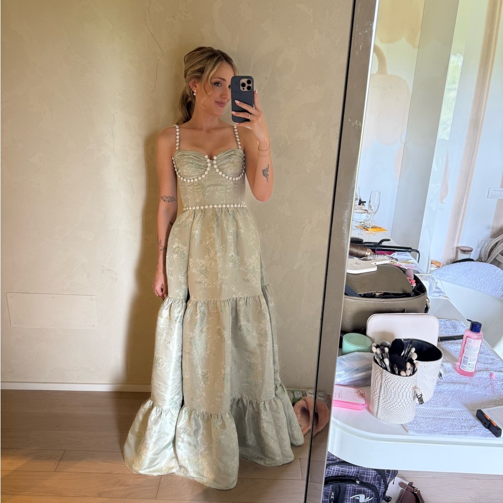 V. Chapman Sage Green Tiered Maxi Dress